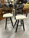 2 BROWN TAN SEAT SWIVEL STOOLS