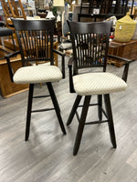 2 BROWN TAN SEAT SWIVEL STOOLS