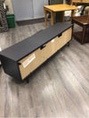 LONG BLACK CONSOLE WITH GLASS FRONT