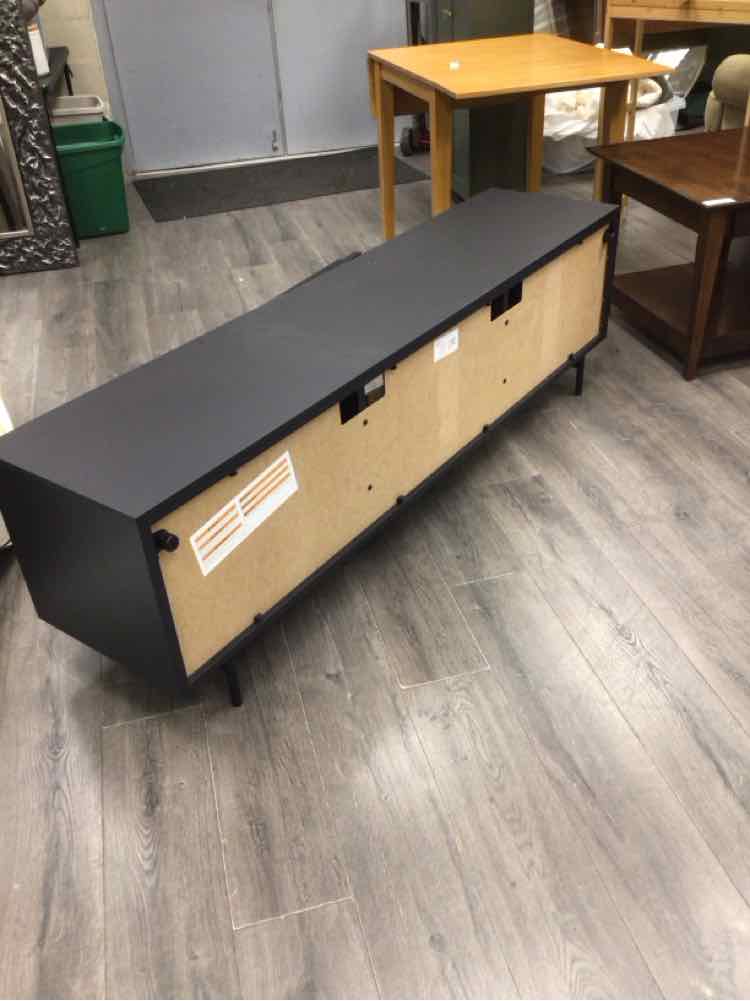 LONG BLACK CONSOLE WITH GLASS FRONT