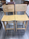 2 BLONDE RATTAN COUNTER STOOLS