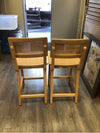 2 BLONDE RATTAN COUNTER STOOLS