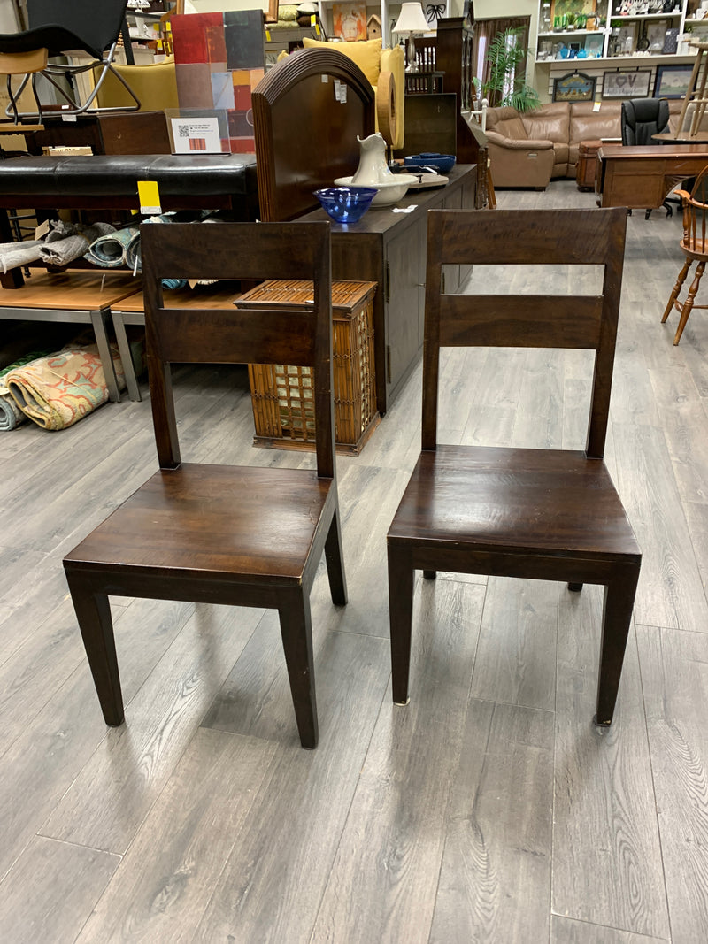 2 BROWN WOOD CHAIRS