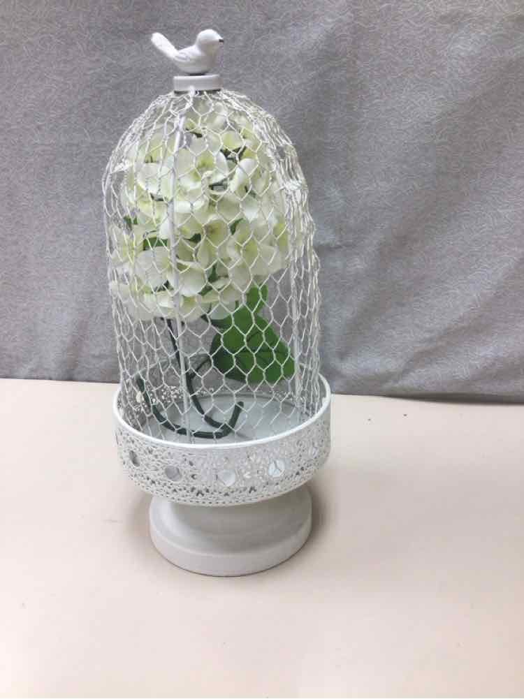 BIRDCAGE W/WHITE FLOWER