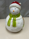 SNOWMAN W/GREEN COOKIE JAR