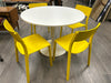 WHITE ROUND TABLE W/4 CHAIRS