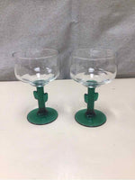 2 CACTUS WINE GLASSES