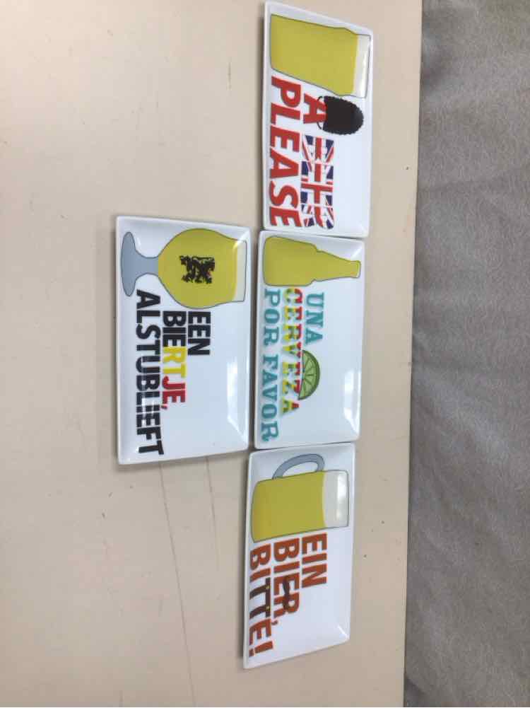 4 BEER THEME SNACK PLATES