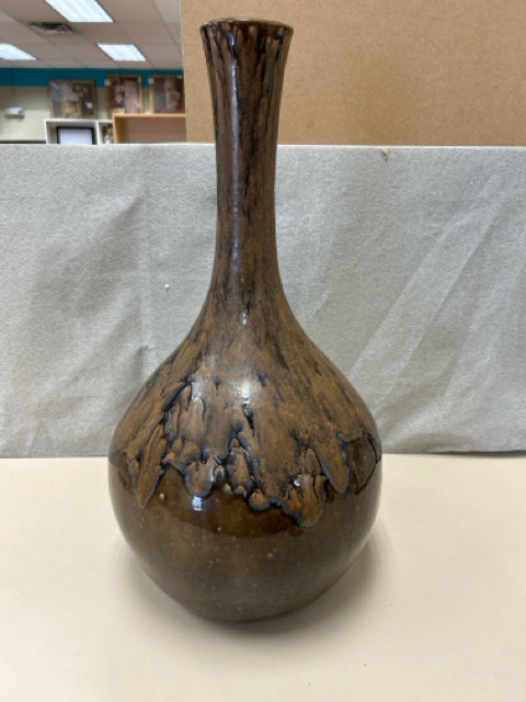 TALL BROWN CERAMIC VASE