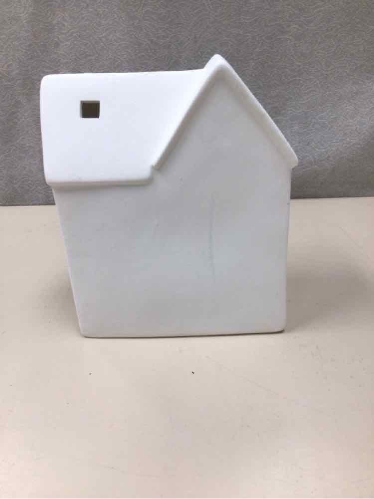 SMALL WHITE CERAMIC HOUSE TEALIGHT HOLDER