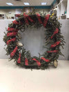 XMAS WREATH W/PLAID BOW AND CONES