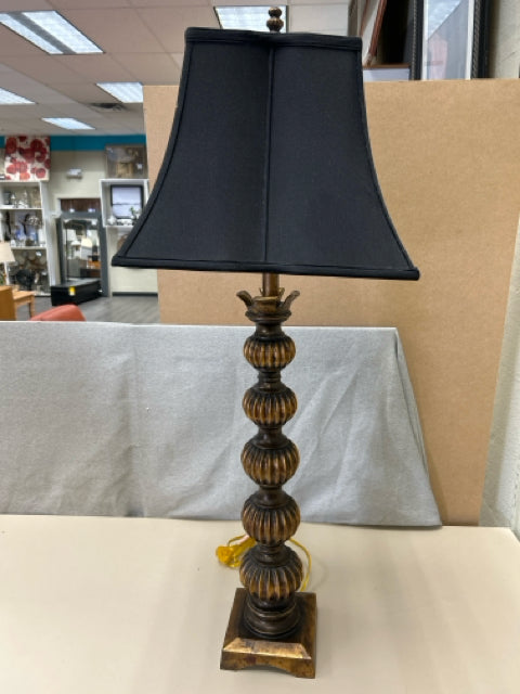 TALL GOLD LAMP W/BLACK SHADE