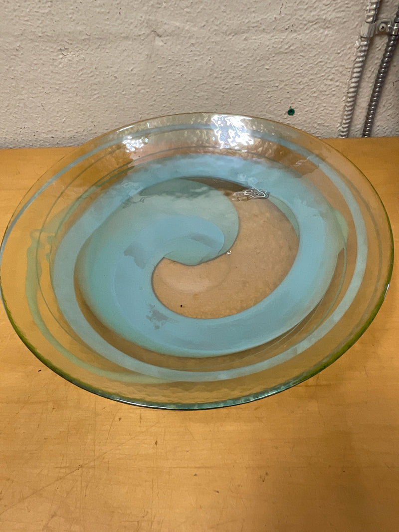 BLUE SWIRL W/GLASS BOWL