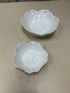 2 WHITE CABBAGE LEAF BOWLS