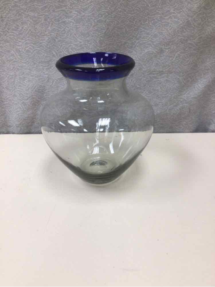 CLEAR AND BLUE VASE