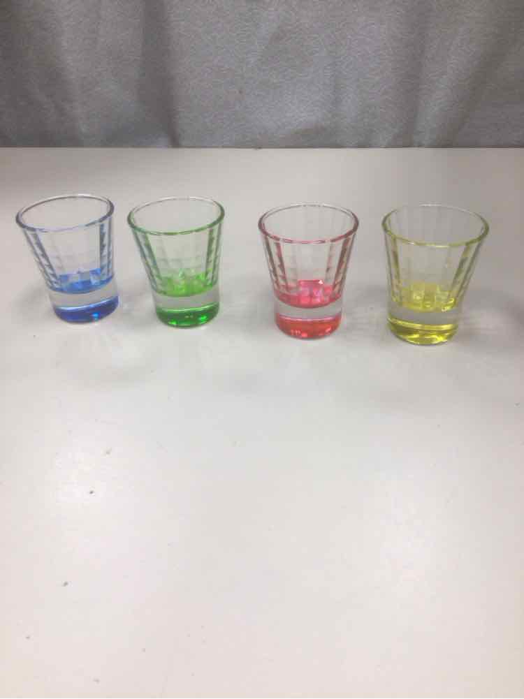 MULTIPLE COLORED SHOT GLASSES SET OF 4