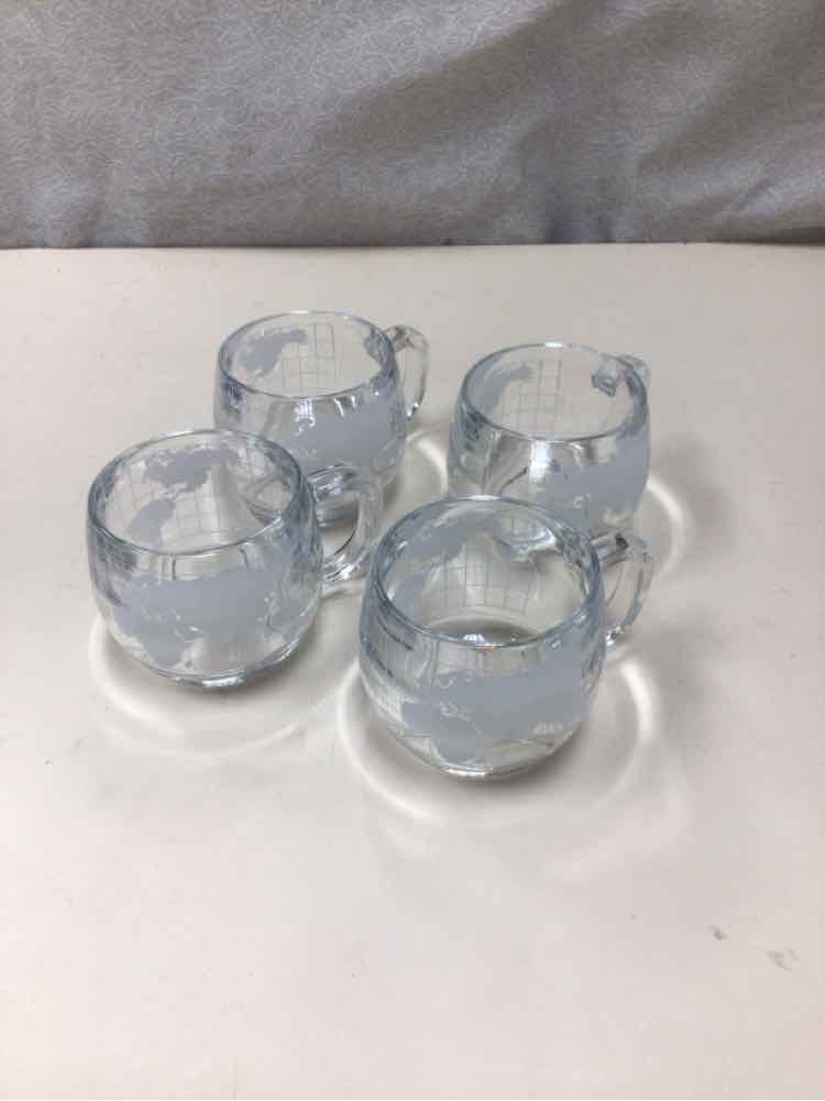 4 VINTAGE GLOBE MUGS