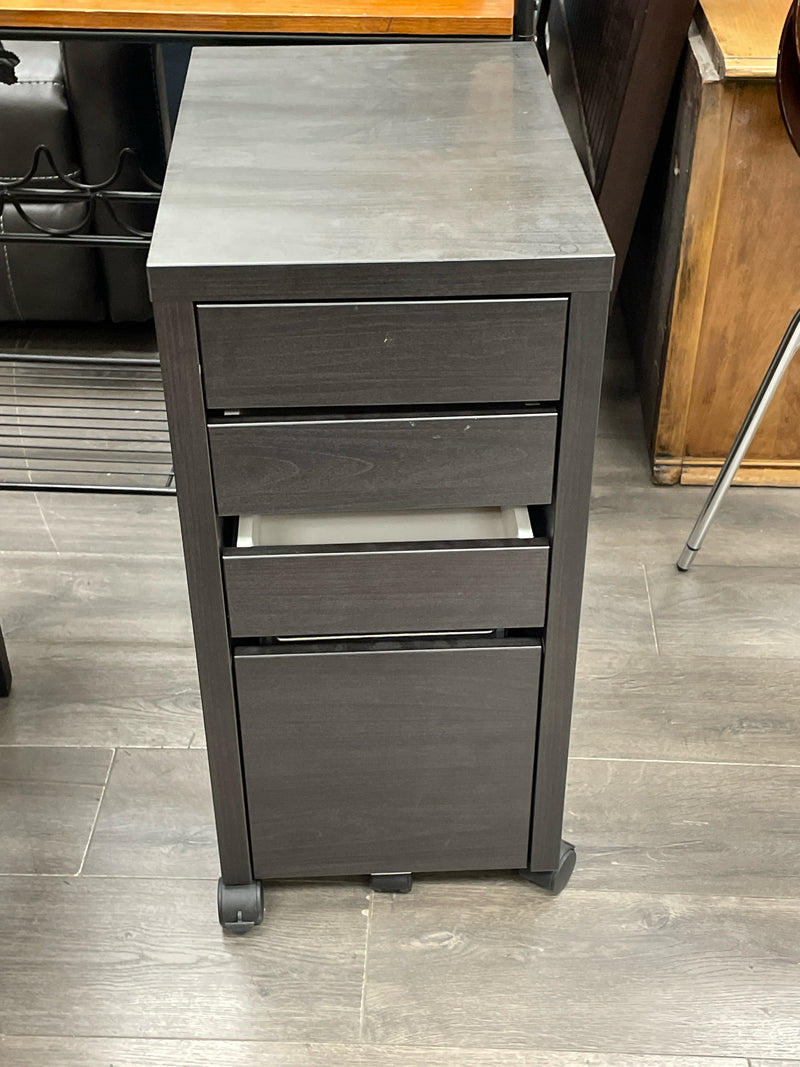 4 DRAWER BLACK FILE CABINET ON WHEELS