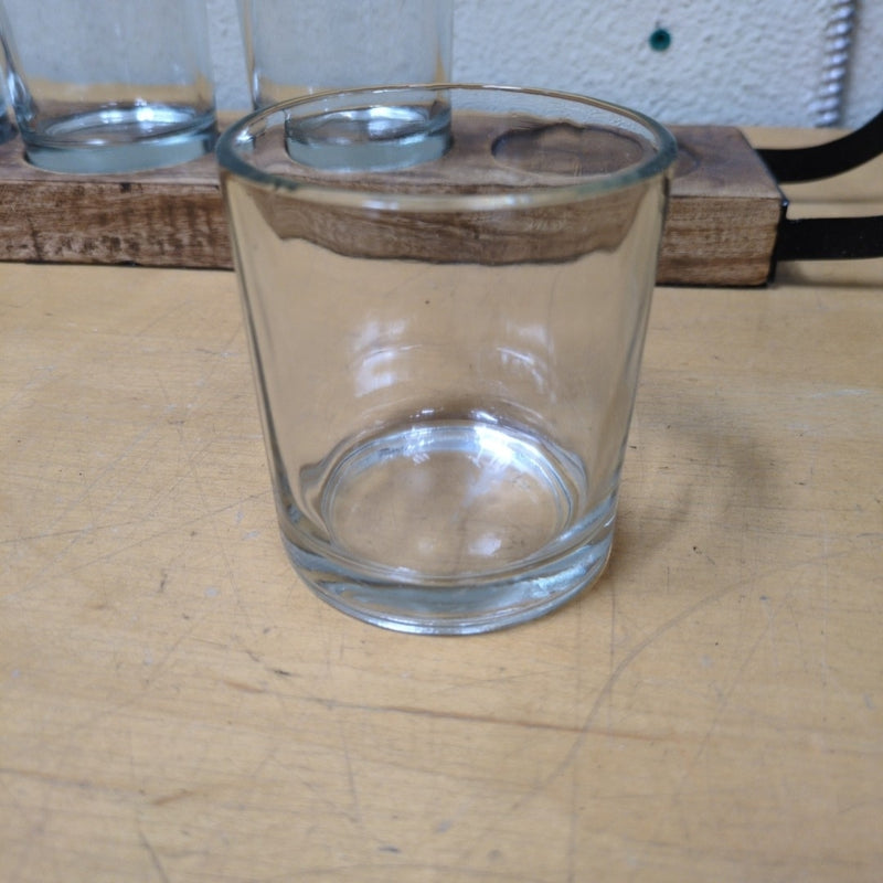 WOOD W/5 GLASS CUPS