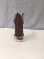WOOD CARVED SANTA W/SILVER LINING