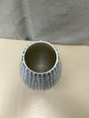 BLUE/WHITE LINE CHECKERED VASE