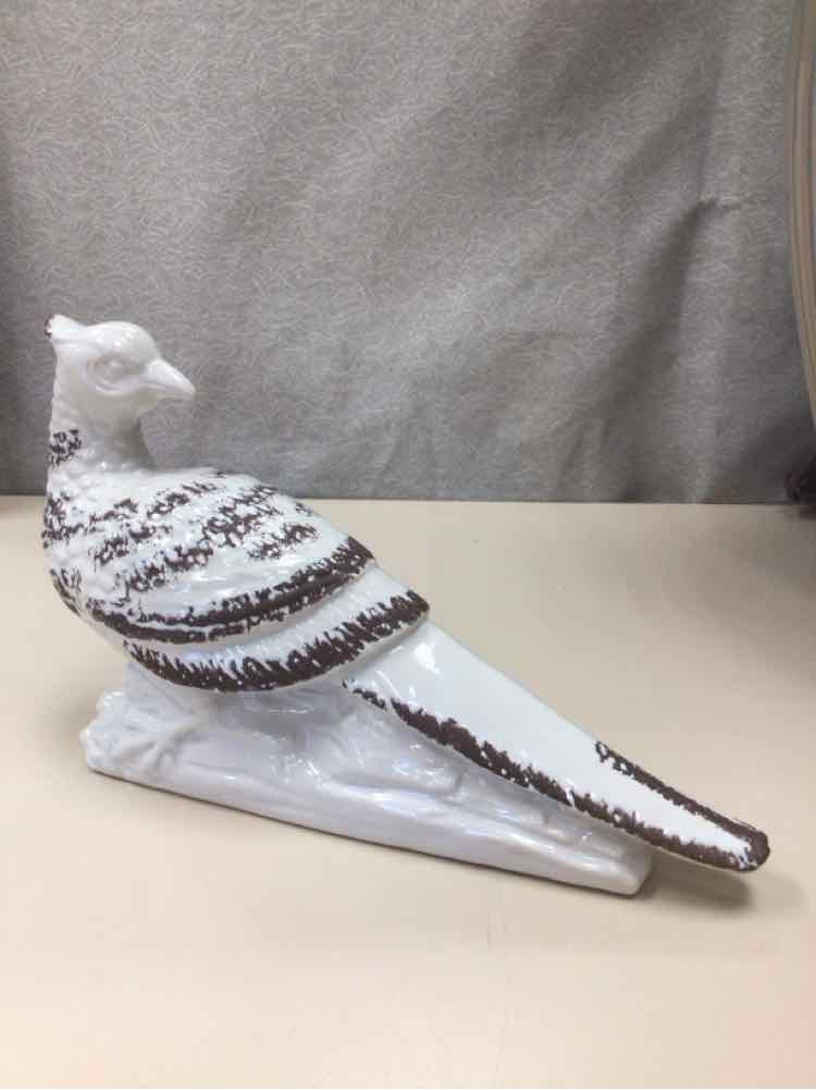 WHITE CERAMIC BIRD STATUE