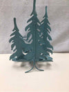 GREEN METAL TREES W/REINDEER CANDLE HOLDER