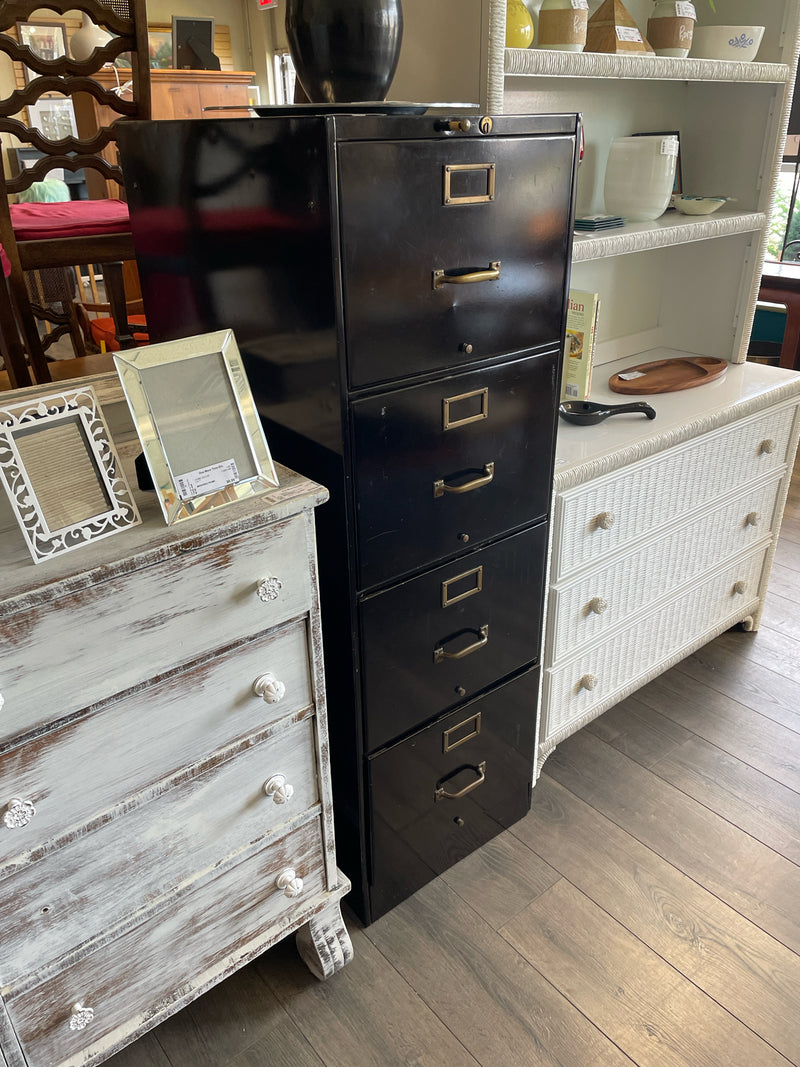 BLACK/GOLD METAL FILE CABINET