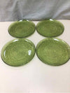 4 GREEN PRESSED GLASS PLATES