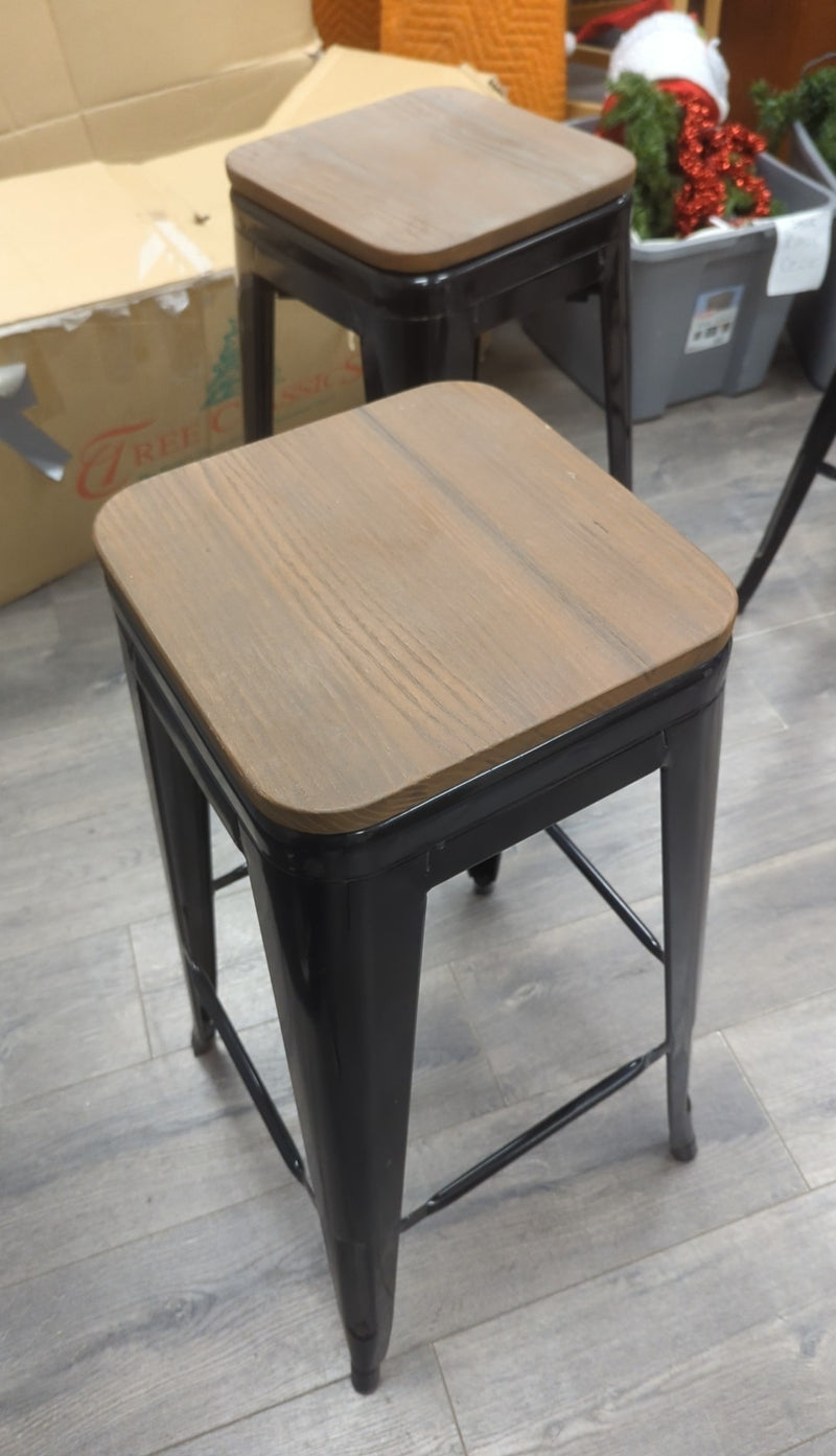 2 32" BLACK INDUSTRIAL STOOLS