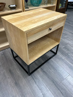 BLONDE WOOD METAL NIGHTSTAND