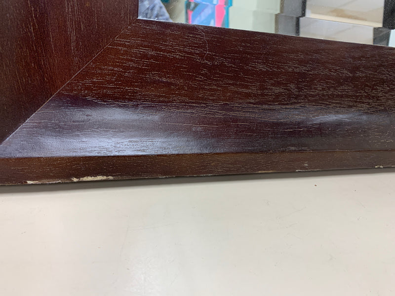 THICK BROWN WOOD FRAME MIRROR