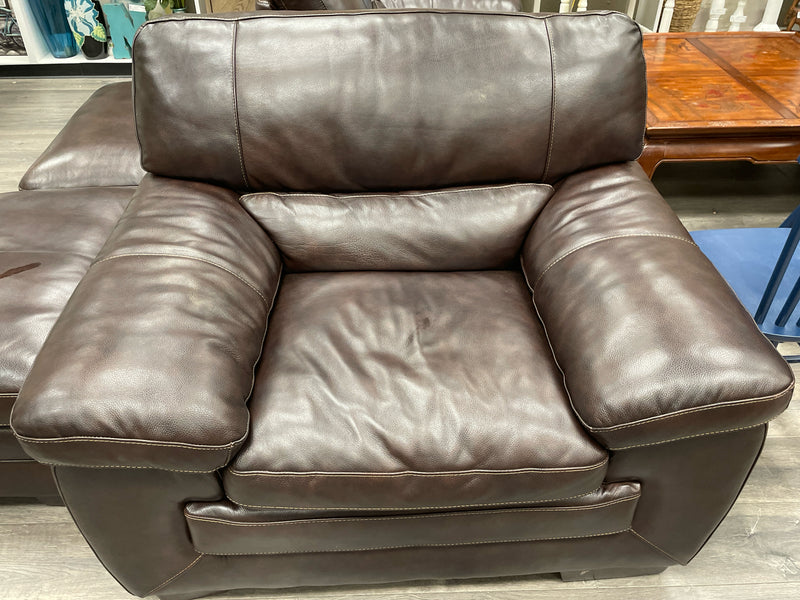 BROWN FAUX LEATHER ARMCHAIR