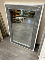 SILVER METAL WHITE FRAMED MIRROR