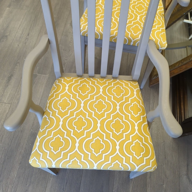 2 GRAY/YELLOW CAPTAIN'S CHAIRS