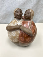 TWO WOMEN WOODEN STATUE