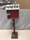 TALL RED SNOW BIRDHOUSE