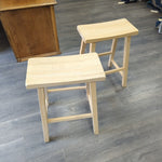 2 24" UNFINISHED WOOD STOOLS