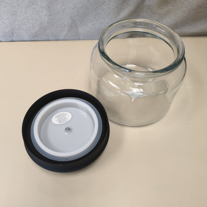BLACK LIDDED GLASS CONTAINER
