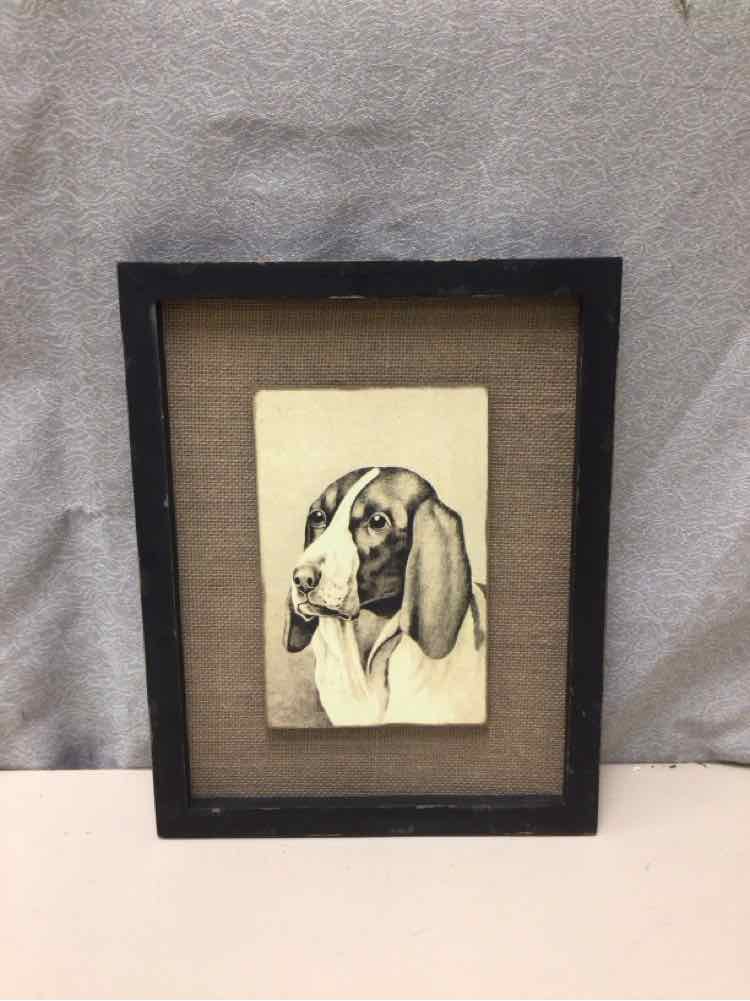 FRAMED BASSET HOUND ART