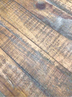 RUSTIC WOOD END TABLE WITH METAL LEGS