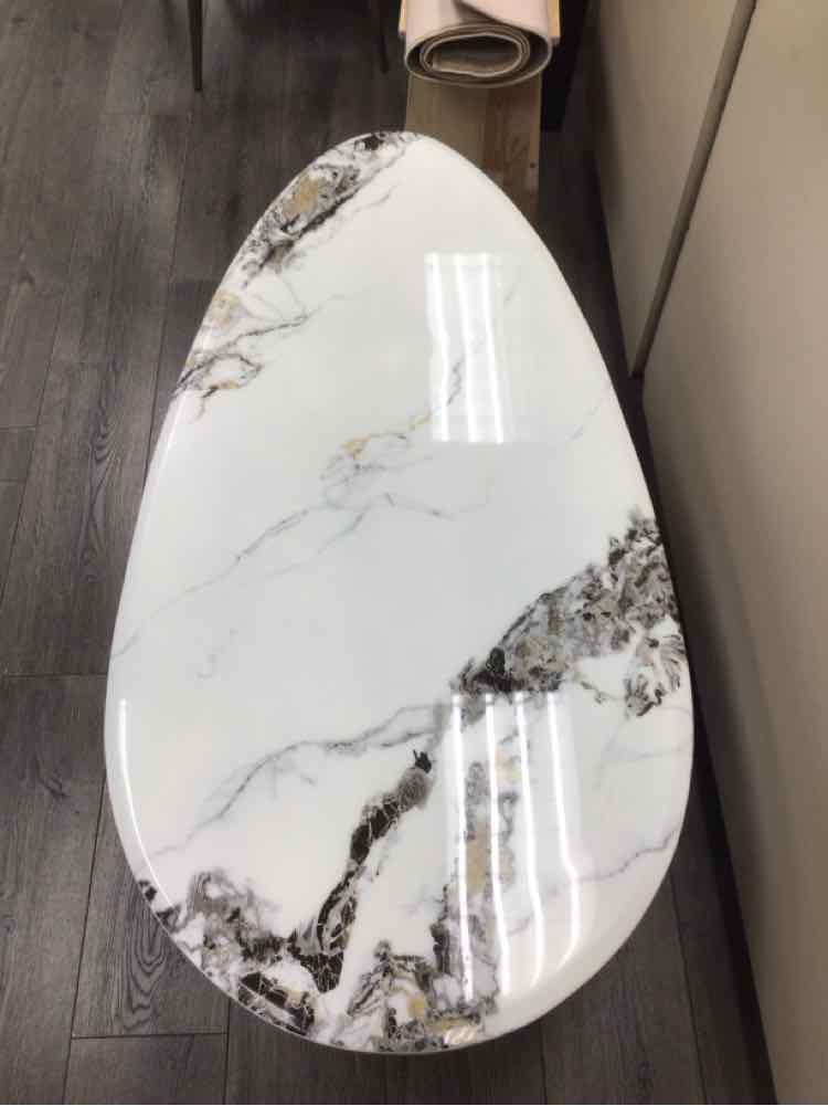 WHITE ROUND MARBLE COFFEE TABLE