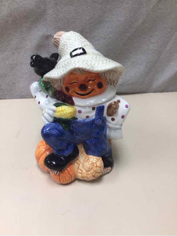 CERAMIC SCARECROW COOKIE JAR