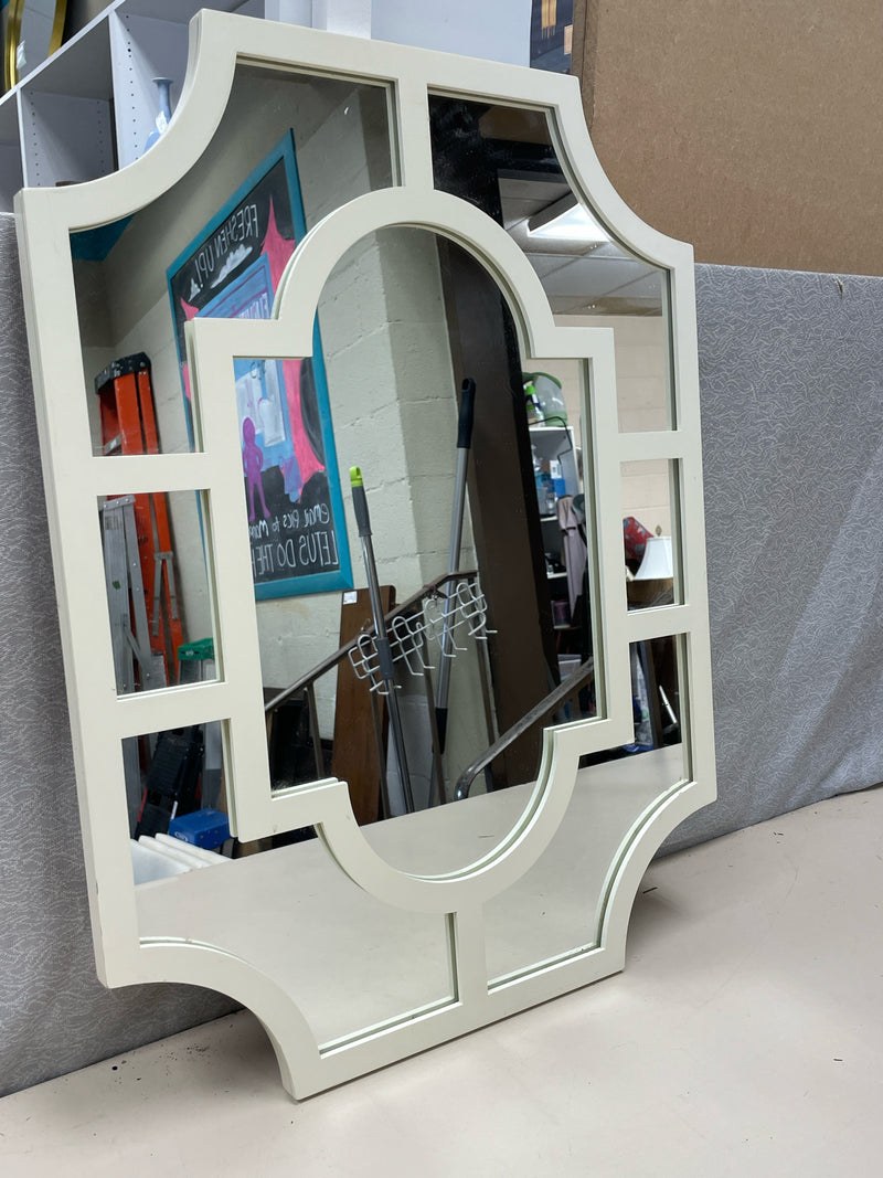 WHITE FRAMED PANED MIRROR