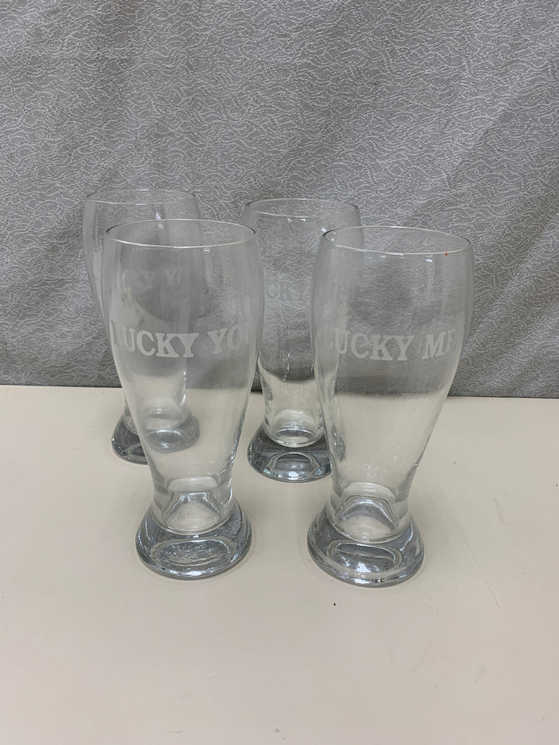 4 "LUCKY" PILSNER GLASSES