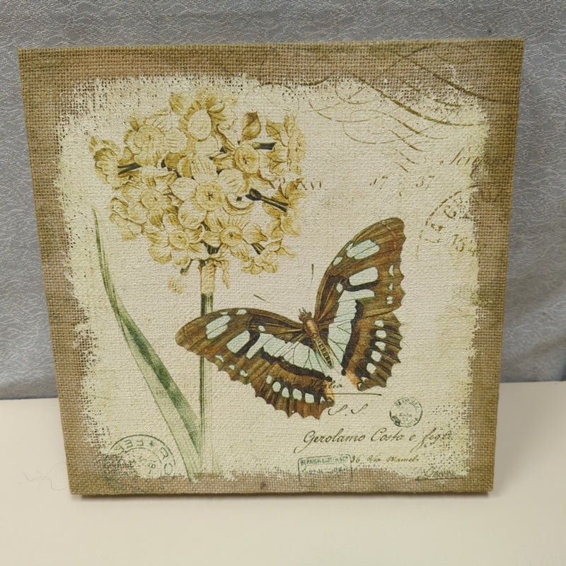 SQUARE BURLAP BUTTERFLY CANVAS